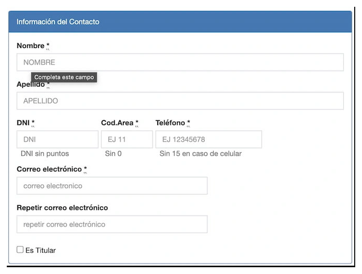 Paso 2 para sacar turno de la VTV en Luján: información del contacto